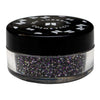 Loose cosmetic grade glitter mix in jar with intense sparkles for bold eye looks, face glitter makeup looks, glitter lips and body art.