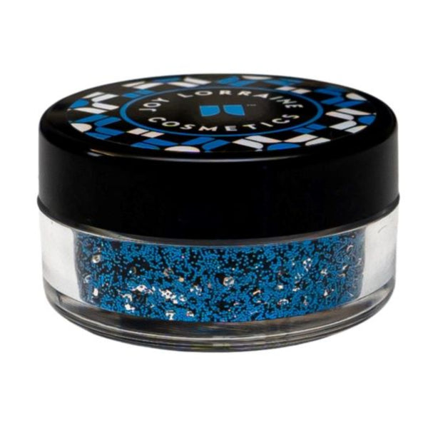 Cosmetic grade loose glitter mix in jar with intense sparkles for bold eye looks, face glitter makeup looks, glitter lips and body art.