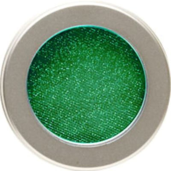 a bright green matte eyeshadow with microfine glitter particles with subtle shimmer.