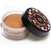 Open jar of cream foundation showing shade for even-tone coverage and radiant glow.