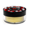 Caribe loose shimmer powder in closed jar with radiant gold highlighter for face and body.