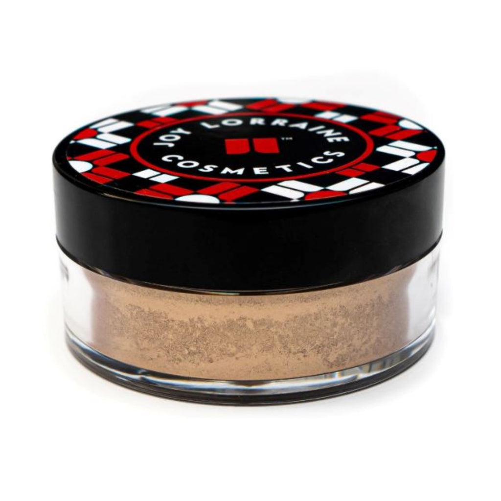 Caribe loose shimmer powder closed jar with radiant bronze highlighter for face and body.