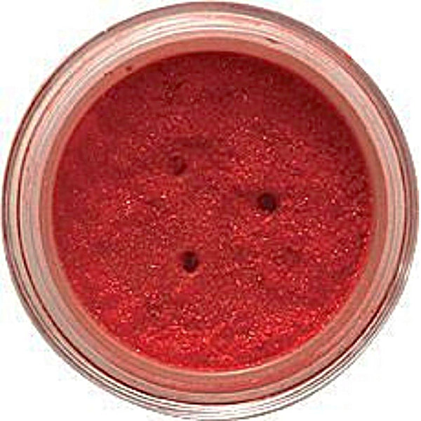Cherry loose shimmer eyeshadow with silver flecks and vibrant color for eye and body makeup looks.
