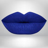 A cobalt blue matte serpent lipstick swatch showing high-intensity color for bold makeup lovers.
