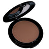 Open compact with deep cocoa powder foundation with hidden sponge applicator in Trinidad shade.
