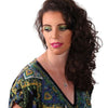Model wearing Fertility Eyeshadow Single; a long-lasting bright green eyeshadow.