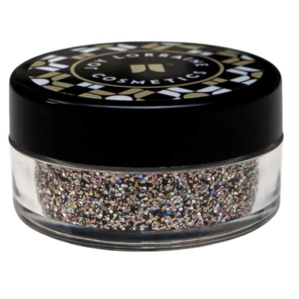 Cosmetic grade loose glitter in jar with intense sparkles for bold eye looks, face glitter makeup looks, glitter lips and body art.