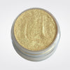 Open jar of Caribe loose gold shimmer highlighter powder in JuliemanGLOW for a radiant face and body glow.
