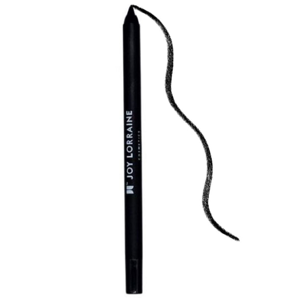 Intense Black Gel Eyeliner Pencil and swatch with creamy smudge-proof formula.

