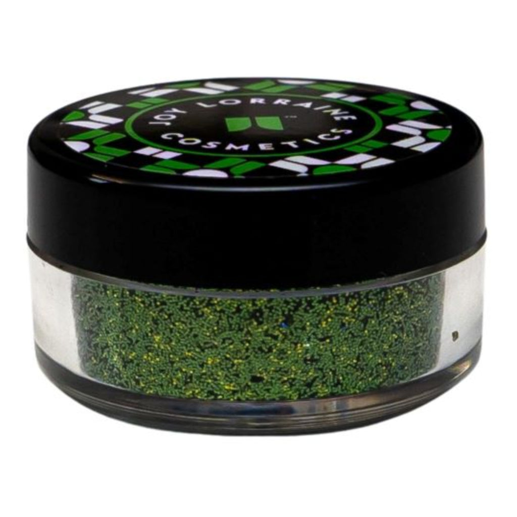 Hunter Green loose glitter - Avocado in closed jar with cosmetic-grade glitter for eyes, face, lips and body. 