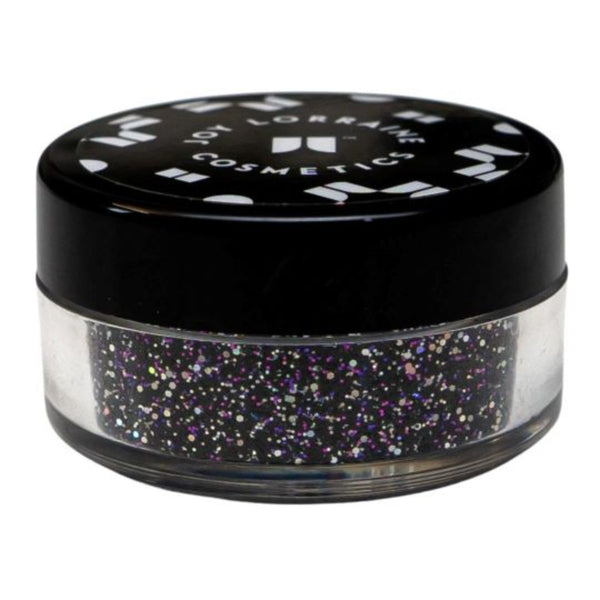 Silver Black loose glitter - Heavenly Stars in closed jar with cosmetic-grade glitter for eyes, face, lips and body. 