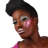Model wearing Baby Pink loose glitter, White Rose on lips, with cosmetic-grade glitter also suitable for eyes, face and body. 