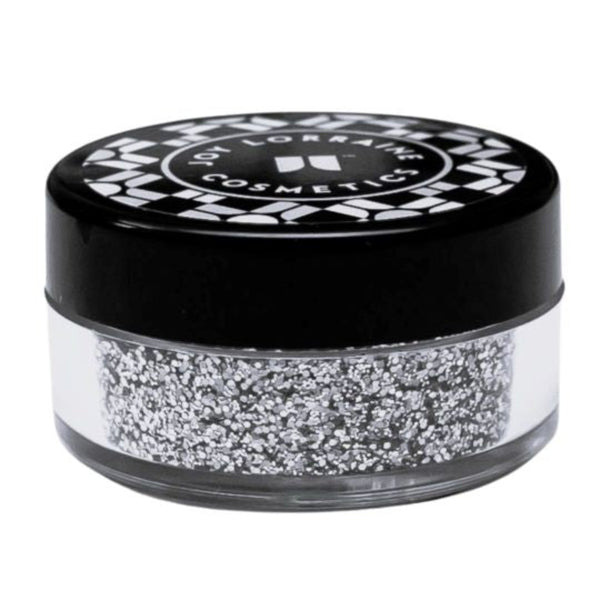 Metallic Silver loose glitter - Moonlight in closed jar with cosmetic-grade glitter for eyes, face, lips and body. 