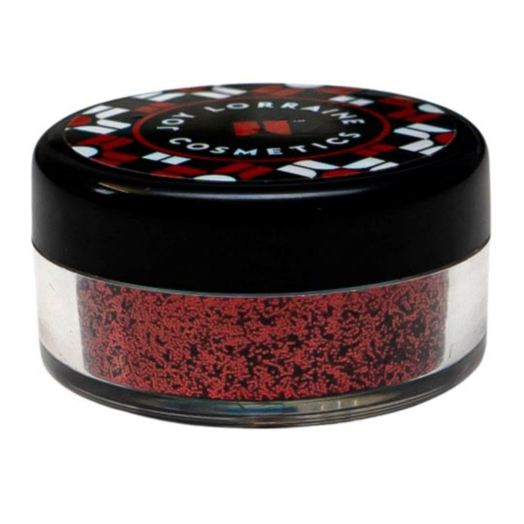Ruby Red loose glitter - Red Slippers in closed jar with ultrafine cosmetic-grade glitter for eyes, face, lips and body. 