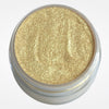 Loose Gold Highlighter - JuliemanGLOW in open jar with gold shimmer highlighter makeup for face and body. 