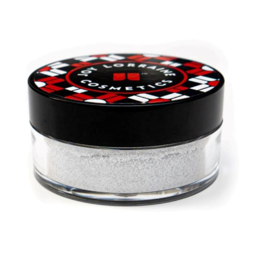 Loose White Highlighter - ChaGLOWnas in closed jar with bright white highlighter makeup for face and body. 