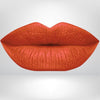 Bright orange liquid matte lipstick swatch with high pigment and a smooth, transfer-resistant finish designed to wear beautifully on melanin-rich skin tones.