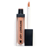 Peach liquid matte lipstick with high pigment and a smooth, transfer-resistant finish designed to complement melanin-rich skin tones. 