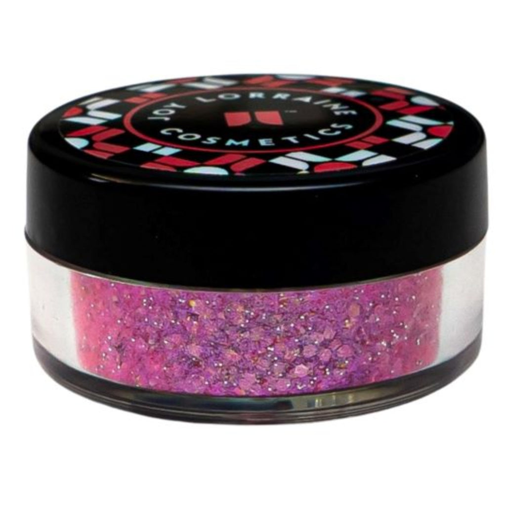 Loose cosmetic grade glitter mix in jar with intense sparkles for bold eye looks, face glitter makeup looks, glitter lips and body art.