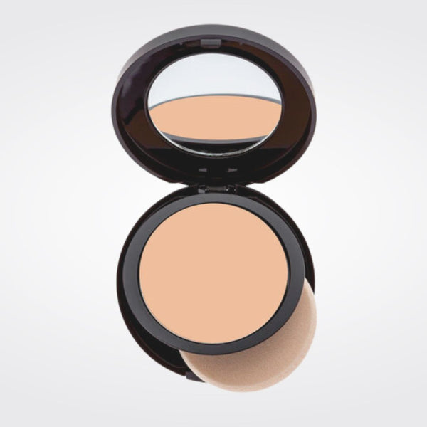 Pro Medium Almond powder foundation showing shade color and matte finish. 