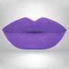 A midtone purple matte island punch lipstick swatch showing high-intensity color for bold makeup lovers. 

