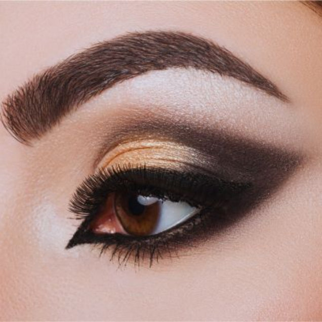 Model wearing School Dayz Brow Powder in Copper Brown shade for fuller-looking eyebrows.