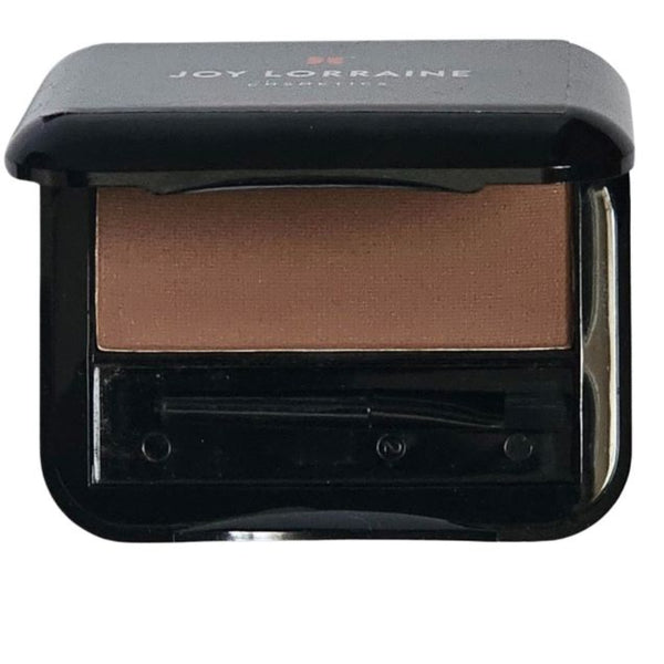 Open eyebrow powder compact showing red brown tones and brush for shaping and applying color.