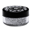 Cosmetic grade loose glitter in jar with intense sparkles for bold eye looks, face glitter makeup looks, glitter lips and body art.