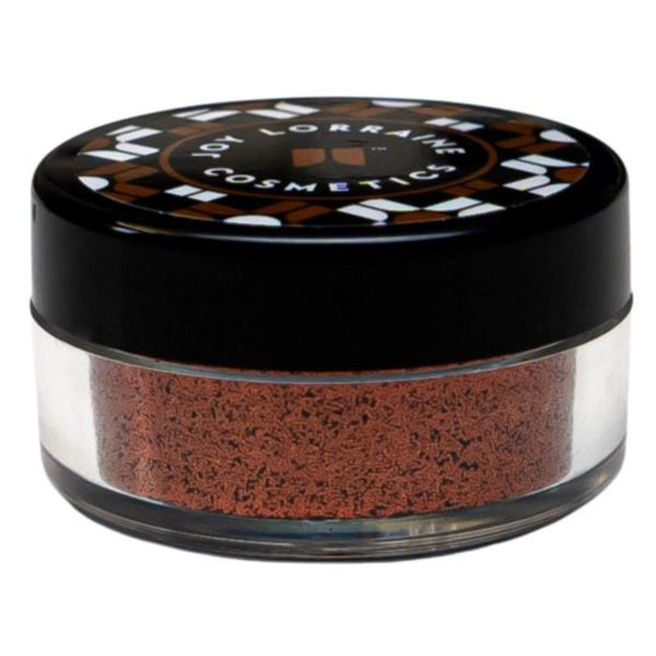 An ultra-fine orange brown cosmetic grade glitter for eye makeup, face and body with a high-impact shimmer. 