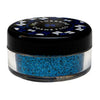 An ultra-fine royal blue cosmetic grade glitter for eye makeup, face and body with a high-impact shimmer. 