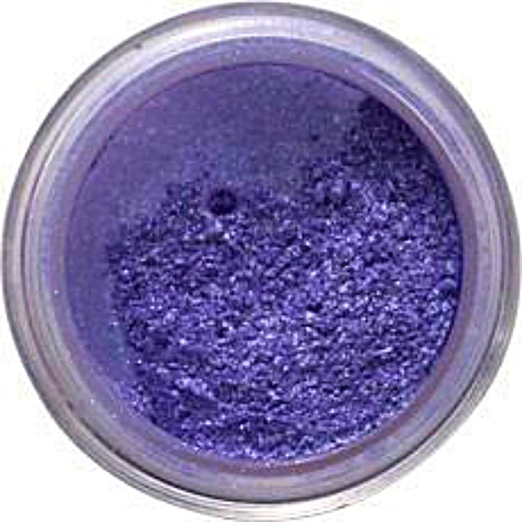 Violet loose shimmer eyeshadow with silver flecks and vibrant color for eye and body makeup looks.

